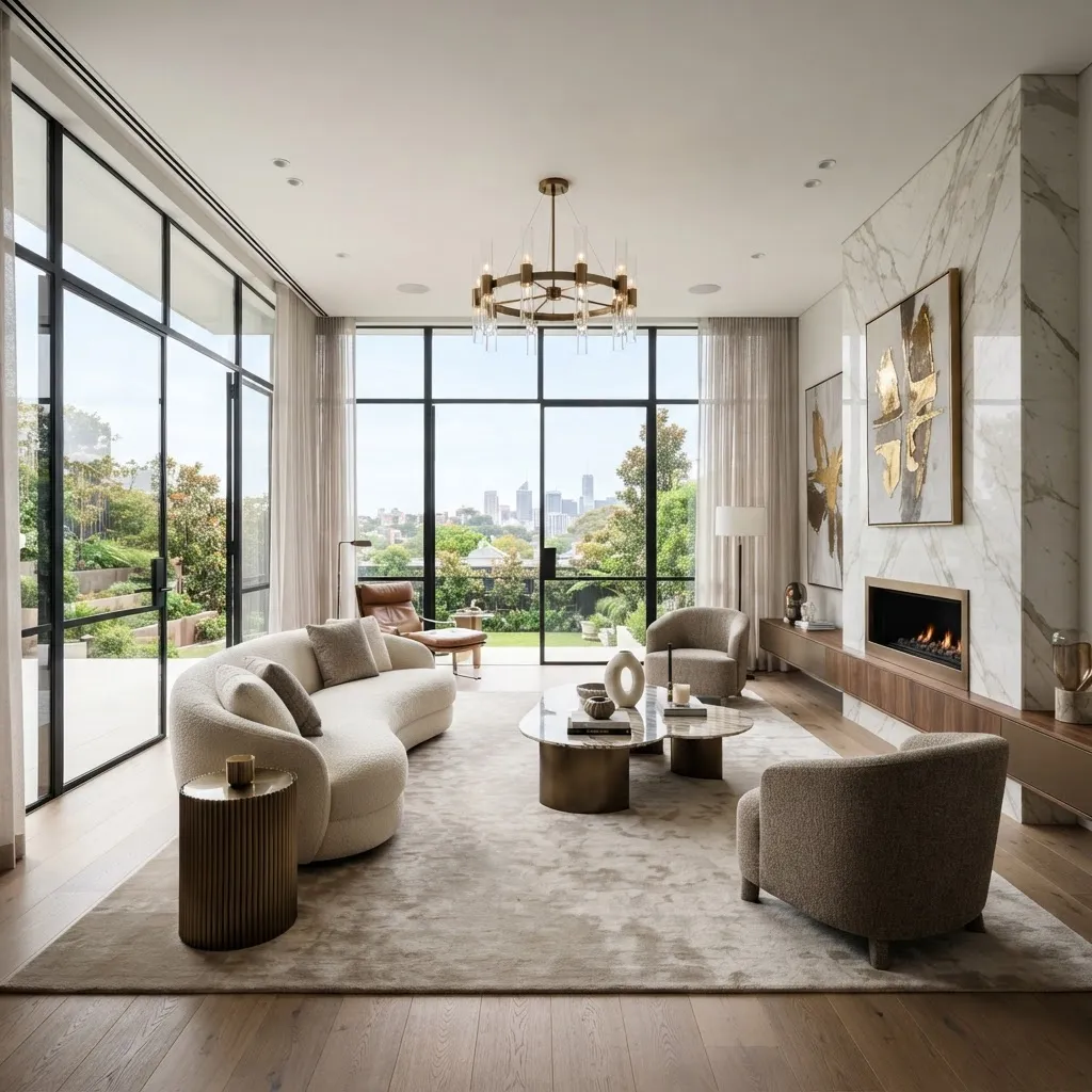 Finished interior architecture in a residential living space